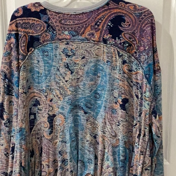 Free People Making Circles Paisley Cotton Long Sleeve Pull On Top Size XS - Picture 8 of 10